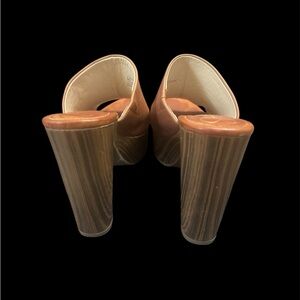 Jessica Simpson Tan Mules with Chunky Tapered Heel